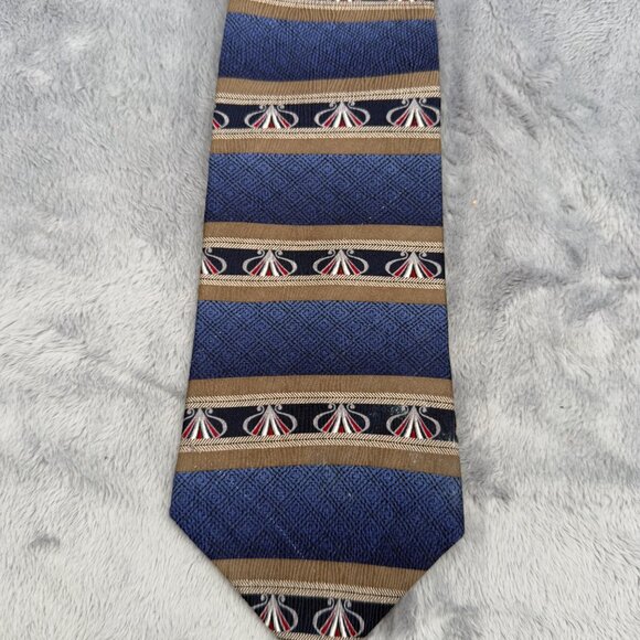 Evan-Picone Abstract Men’s Necktie Blue and Gold 100% Silk Length 58" - Picture 2 of 8